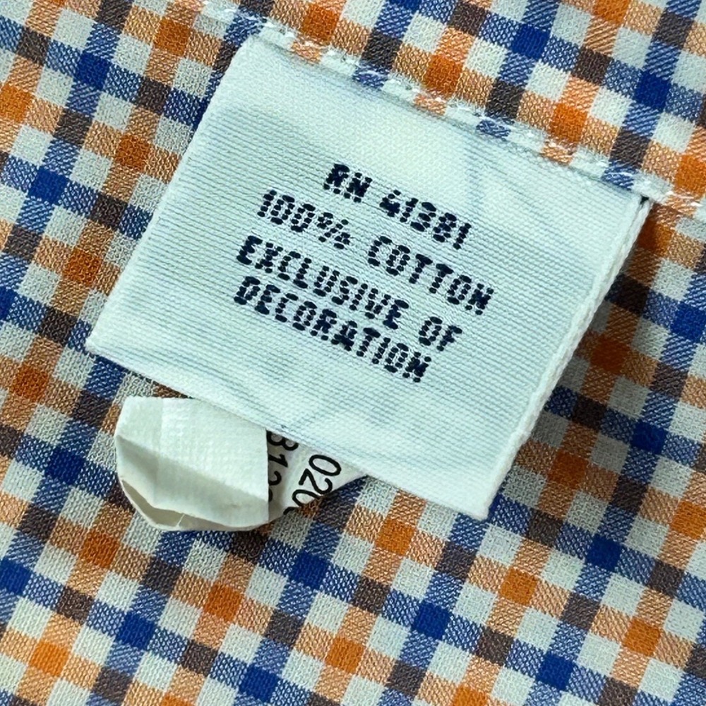 Ralph Lauren Mens XL Button Down Shirt Orange Blue Check Long Sleeve Cotton Logo - Picture 8 of 8